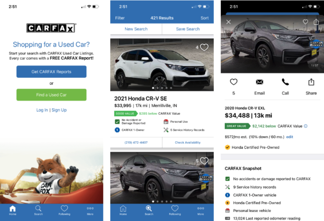 Carfax App Review: Find a Car